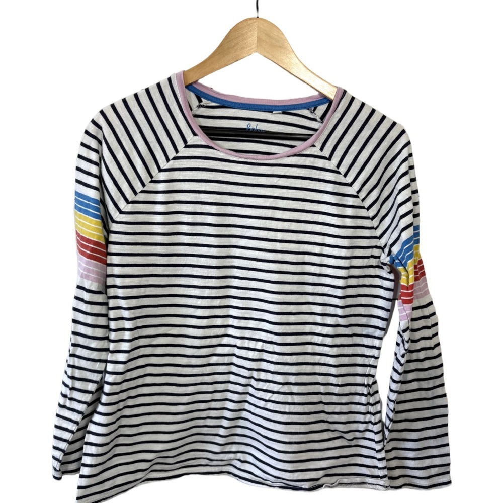 Boden Striped Rainbow Sleeve Long Sleeve Tee Women’s M
